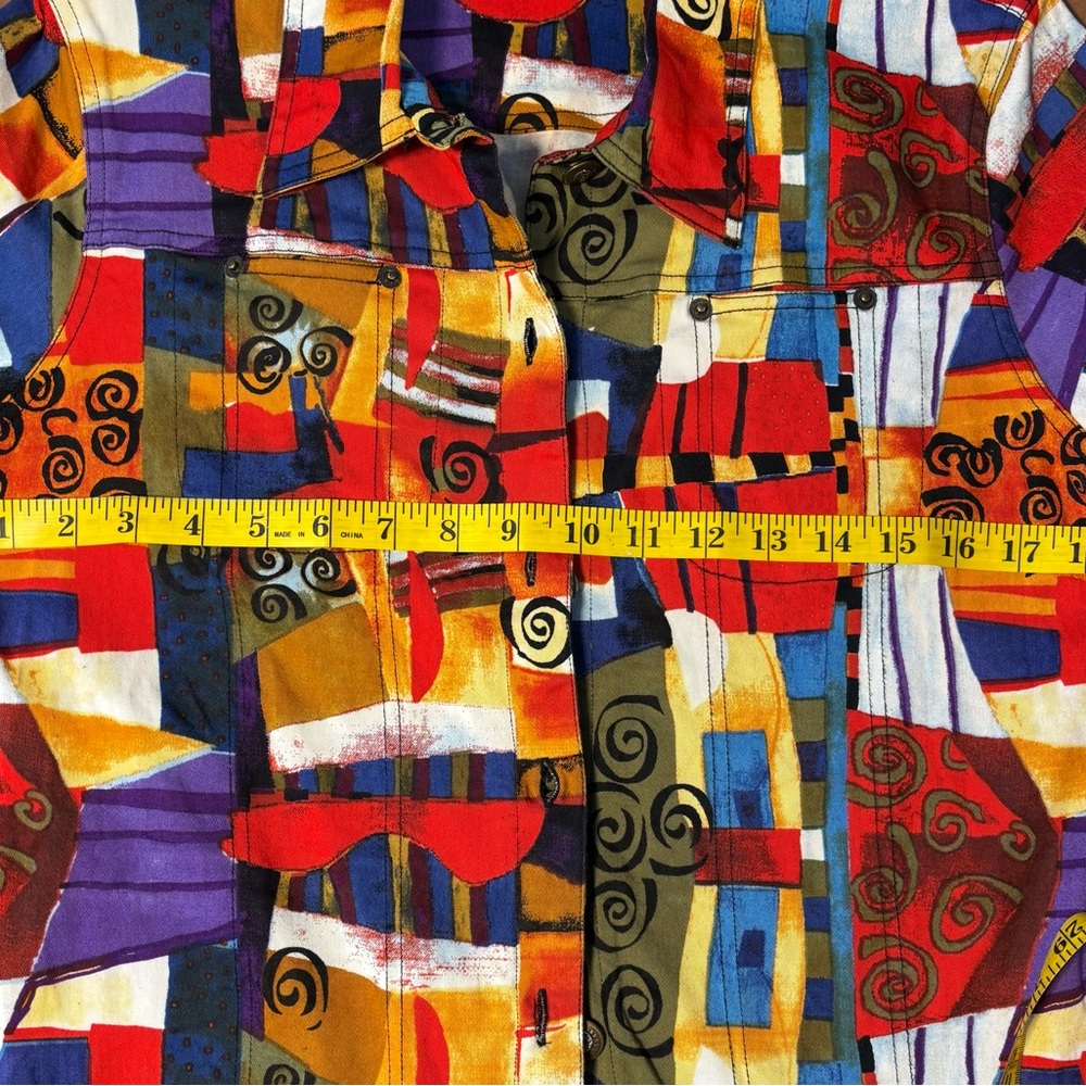 Kaktus Multicolor Abstract Button Down Shacket - Picture 7 of 11